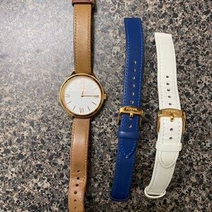 Fossil Leather Watch with Interchangeable Straps